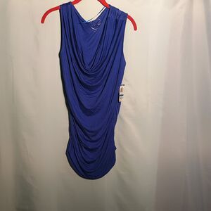 NWT Royal Blue Draped Cowl Neck Sleeveless Dress – Bodycon Style (Size XL)
